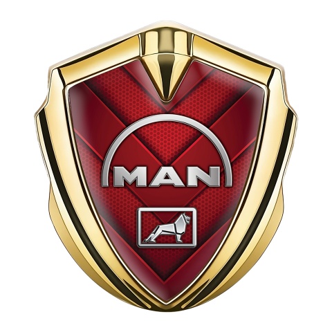 MAN Emblem Fender Badge Gold Red Hex Elements Half Curved Logo