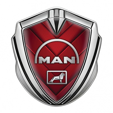 MAN Emblem Fender Badge Silver Red Hex Elements Half Curved Logo
