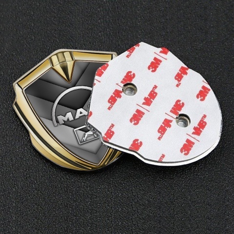 MAN Metal Emblem Self Adhesive Gold Greyscale Half Curved Logo