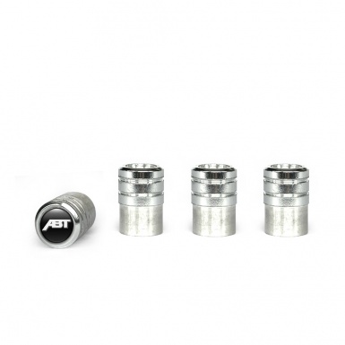 ABT Valve Caps Aluminum 4 pcs Black Silicone Sticker with White Logo