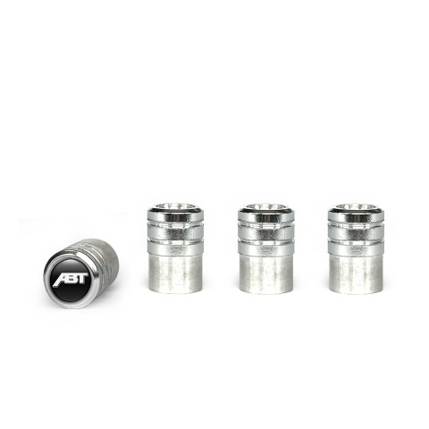 ABT Valve Caps Aluminum 4 pcs Black Silicone Sticker with White Logo