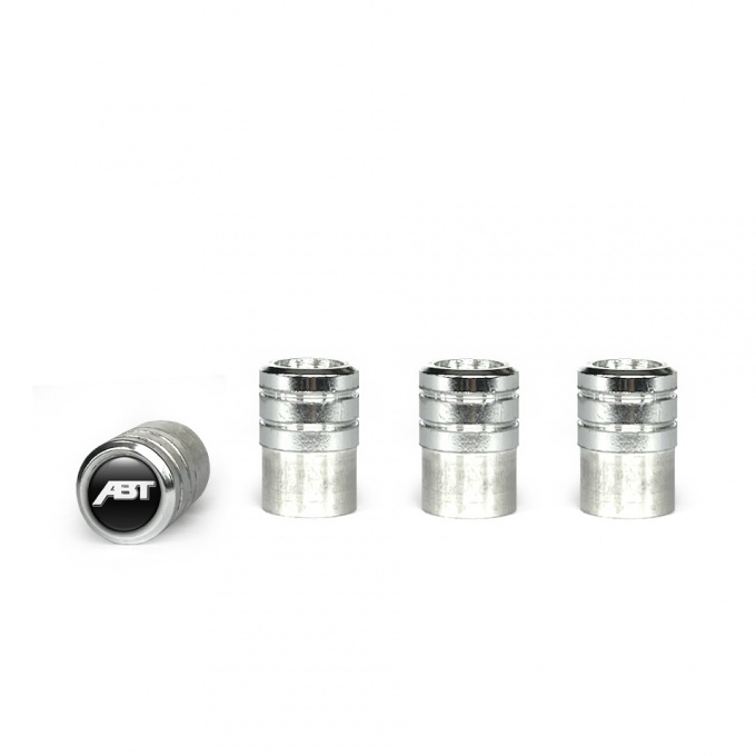 ABT Valve Caps Aluminum 4 pcs Black Silicone Sticker with White Logo