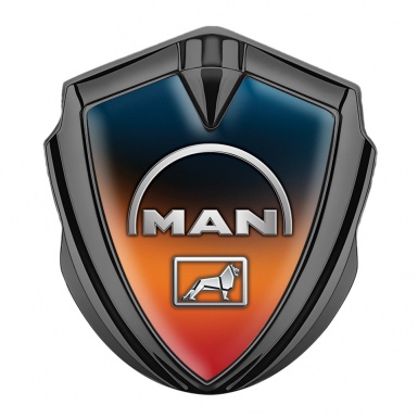 MAN Emblem Badge Graphite Color Gradient Half Circle Logo Design