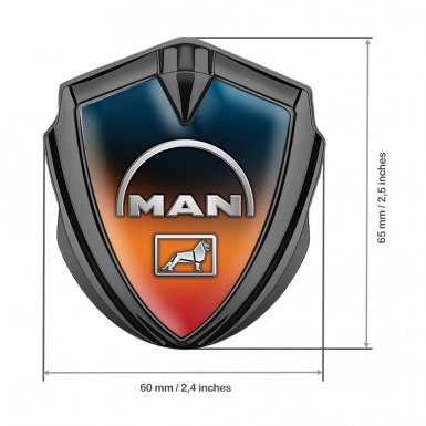 MAN Emblem Badge Graphite Color Gradient Half Circle Logo Design
