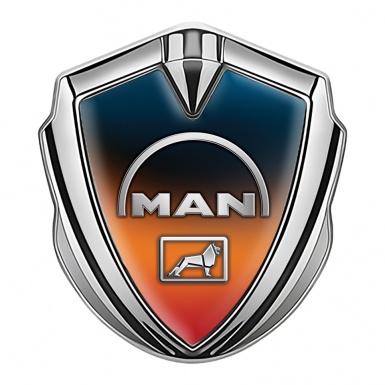 MAN Emblem Badge Silver Color Gradient Half Circle Logo Design