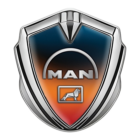MAN Emblem Badge Silver Color Gradient Half Circle Logo Design