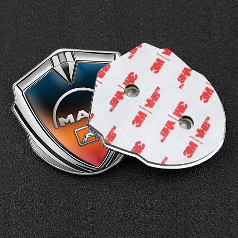 MAN Emblem Badge Silver Color Gradient Half Circle Logo Design