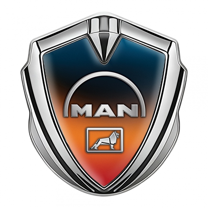 MAN Emblem Badge Silver Color Gradient Half Circle Logo Design
