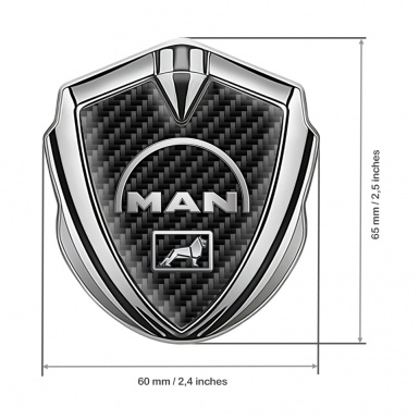 MAN Domed Emblem Silver Black Carbon Half Circle Logo Design