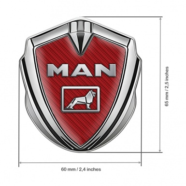 MAN Bodyside Domed Emblem Silver Red Carbon Metallic Lion Design