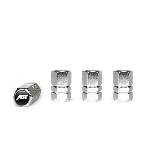 ABT Valve Caps Chrome 4 pcs Black Silicone Sticker with White Logo
