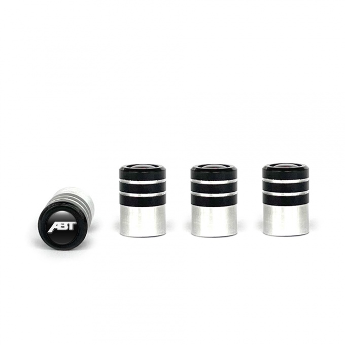 ABT Valve Caps 4 pcs Black Silicone Sticker with White Logo