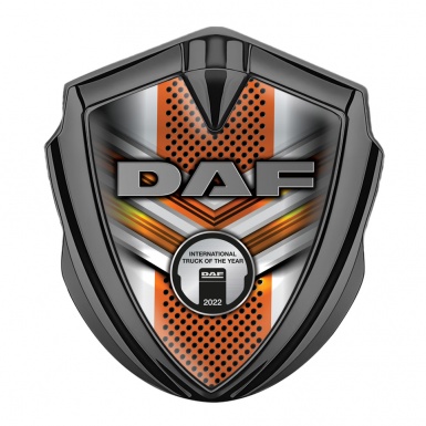 DAF Emblem Badge Graphite Orange Elements Steel Plaque Edition