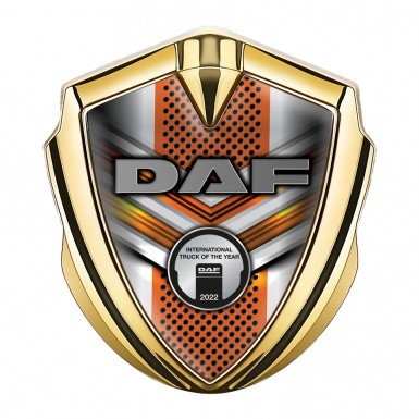 DAF Emblem Badge Gold Orange Elements Steel Plaque Edition