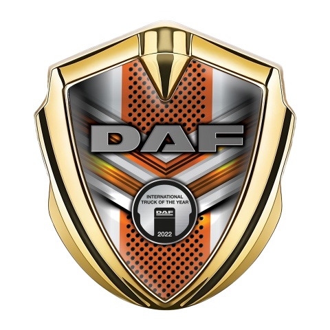 DAF Emblem Badge Gold Orange Elements Steel Plaque Edition