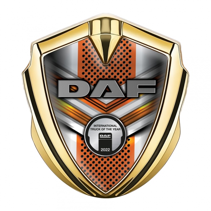 DAF Emblem Badge Gold Orange Elements Steel Plaque Edition