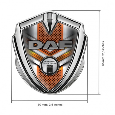 DAF Emblem Badge Silver Orange Elements Steel Plaque Edition