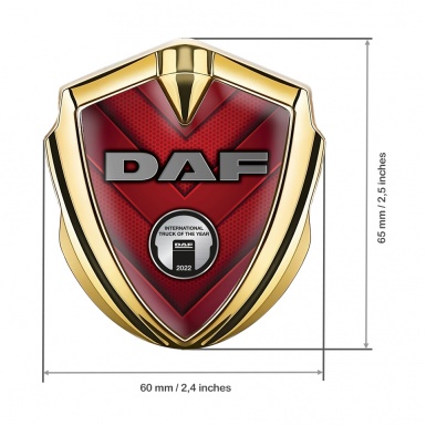 DAF Domed Emblem Gold Red Honeycomb Aluminum Effect Edition