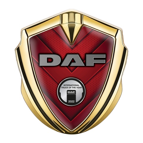 DAF Domed Emblem Gold Red Honeycomb Aluminum Effect Edition