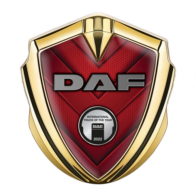 DAF Domed Emblem Gold Red Honeycomb Aluminum Effect Edition