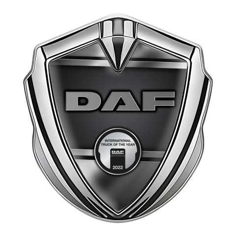 DAF Emblem Ornament Silver Polished Frame Aluminum Effect Edition