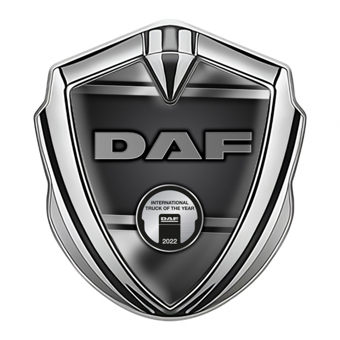 DAF Emblem Ornament Silver Polished Frame Aluminum Effect Edition