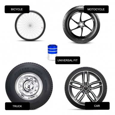 Alfa Romeo Valve Caps Blue 4 pcs Black Silicone Sticker with White Logo
