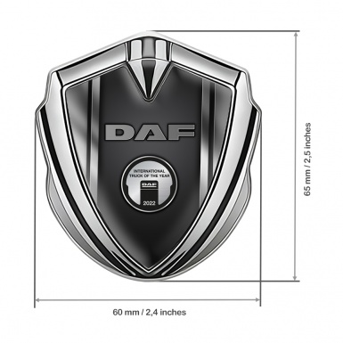 DAF Emblem Badge Self Adhesive Silver Polished Frame Metallic Plaque