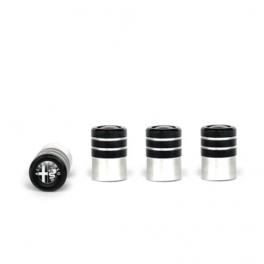 Alfa Romeo Valve Caps 4 pcs Black Silicone Sticker with White Logo