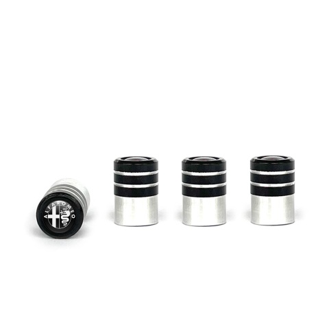 Alfa Romeo Valve Caps 4 pcs Black Silicone Sticker with White Logo