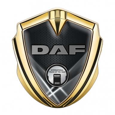 DAF Domed Emblem Gold Grey Hex Light Beams Metallic Logo Motif