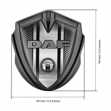 DAF Bodyside Domed Emblem Graphite Light Mesh Fragment Metallic Plaque