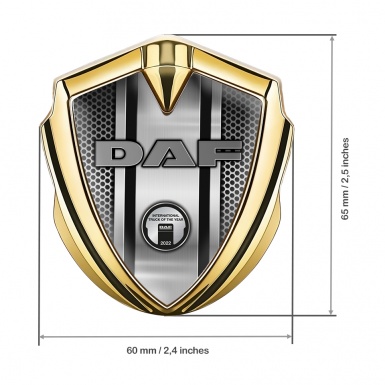 DAF Bodyside Domed Emblem Gold Light Mesh Fragment Metallic Plaque