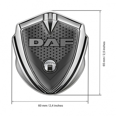 DAF Emblem Car Badge Silver Dark Grate Elements Polished Logo Design