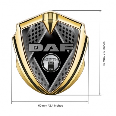 DAF Metal Domed Emblem Gold Dark Fragments Metallic Plaque Motif