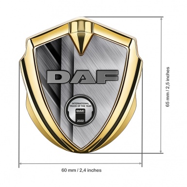 DAF Badge Self Adhesive Gold Brushed Panels Metallic Plaque Edition
