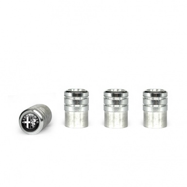 Alfa Romeo Valve Caps Aluminum 4 pcs Black Silicone Sticker with White Logo