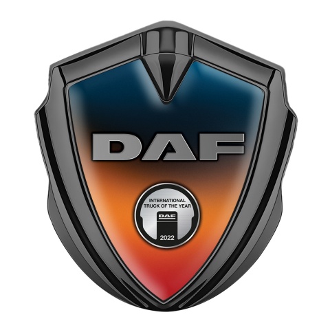 DAF Emblem Badge Self Adhesive Graphite Gradient Metallic Plate Design