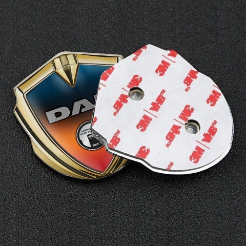 DAF Emblem Badge Self Adhesive Gold Gradient Metallic Plate Design