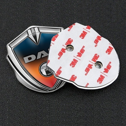 DAF Emblem Badge Self Adhesive Silver Gradient Metallic Plate Design