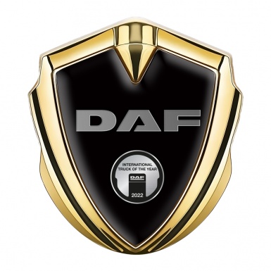 DAF Emblem Fender Badge Gold Black Base Oval Metallic Plaque Design
