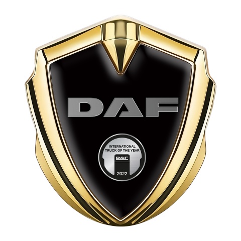 DAF Emblem Fender Badge Gold Black Base Oval Metallic Plaque Design