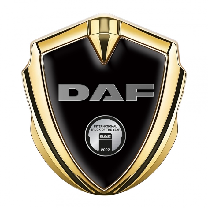 DAF Emblem Fender Badge Gold Black Base Oval Metallic Plaque Design