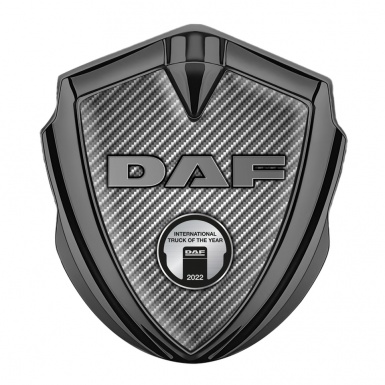 DAF Metal Emblem Self Adhesive Graphite Light Carbon Oval Plaque Edition