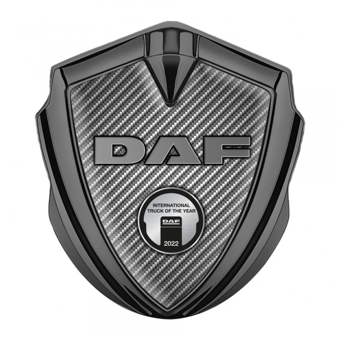 DAF Metal Emblem Self Adhesive Graphite Light Carbon Oval Plaque Edition