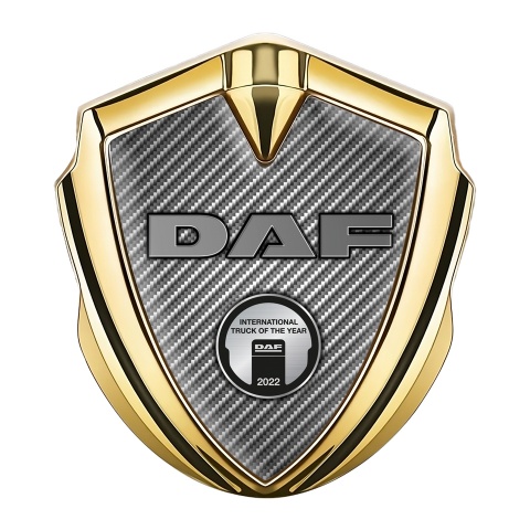 DAF Metal Emblem Self Adhesive Gold Light Carbon Oval Plaque Edition