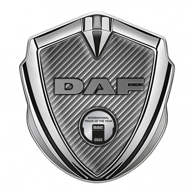 DAF Metal Emblem Self Adhesive Silver Light Carbon Oval Plaque Edition
