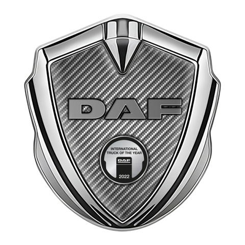 DAF Metal Emblem Self Adhesive Silver Light Carbon Oval Plaque Edition
