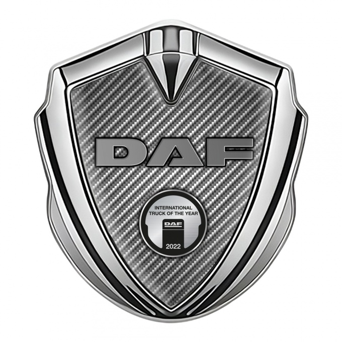 DAF Metal Emblem Self Adhesive Silver Light Carbon Oval Plaque Edition