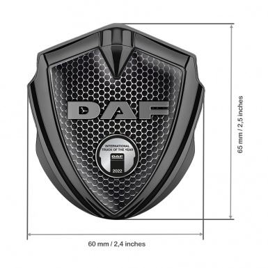 DAF Fender Emblem Badge Graphite Perforated Grate Oval Badge Design